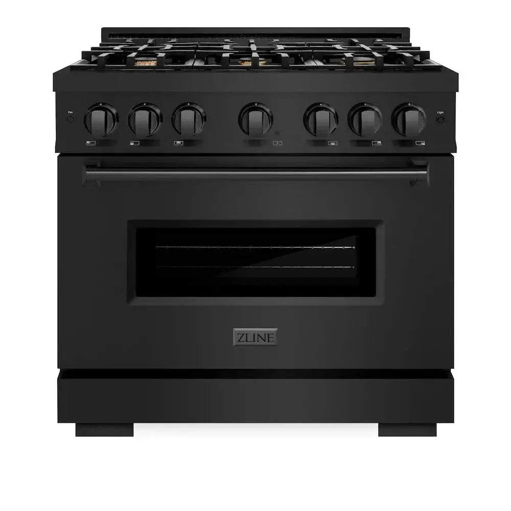 ZLINE 36" Classic Gas Range, Convection Gas Oven Black Stainless Steel Brass Burners, CGRB-BR-36 by Farmhouse Kitchen and Bath