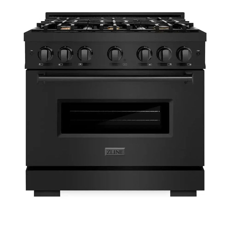 ZLINE 36" Classic Gas Range, Convection Gas Oven Black Stainless Steel Brass Burners, CGRB-BR-36 by Farmhouse Kitchen and Bath