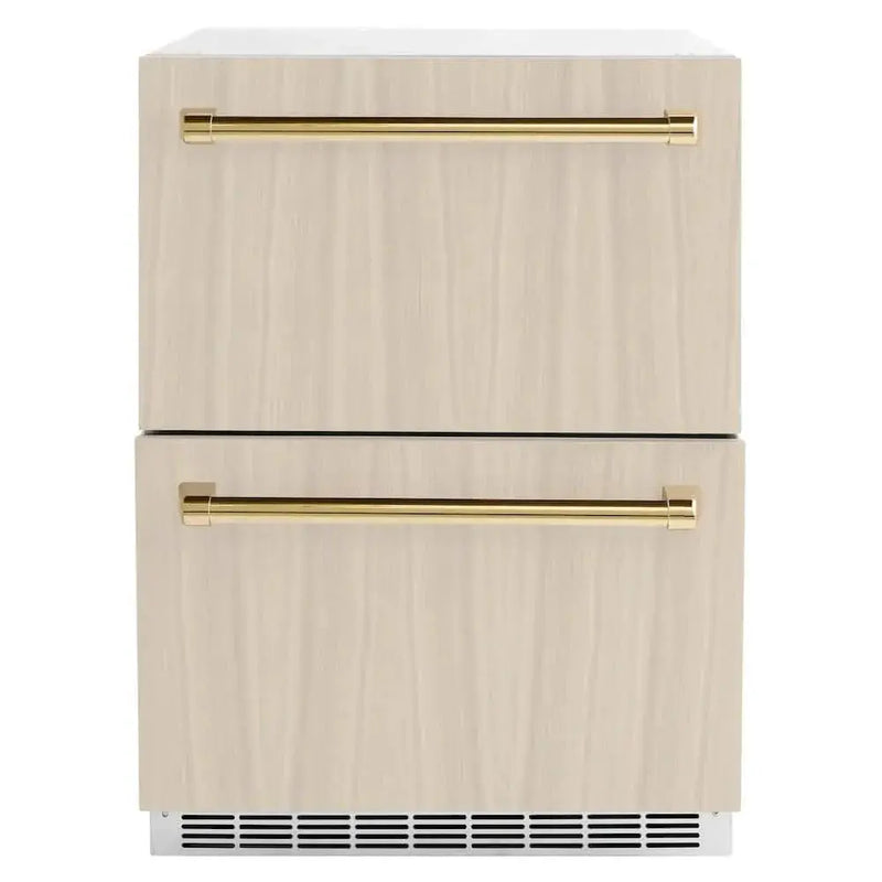 ZLINE 24" Touchstone 168 Can Outdoor-Rated Dual Refrigerator Drawer, Panel Ready Gold, RDSPOZ-24-G by Farmhouse Kitchen and Bath