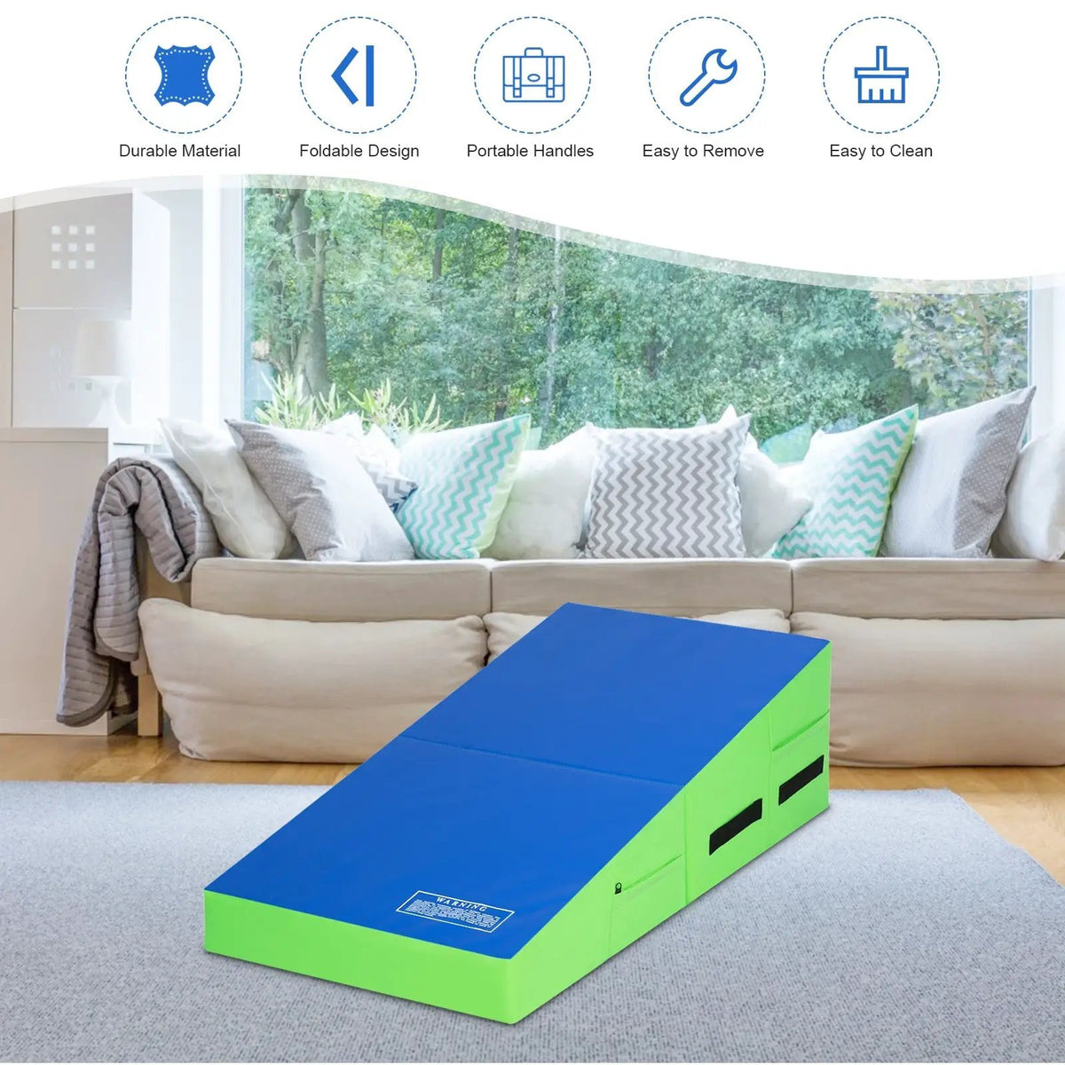 Folding Wedge Exercise Gymnastics Mat with Handles, photo 3 of 16
