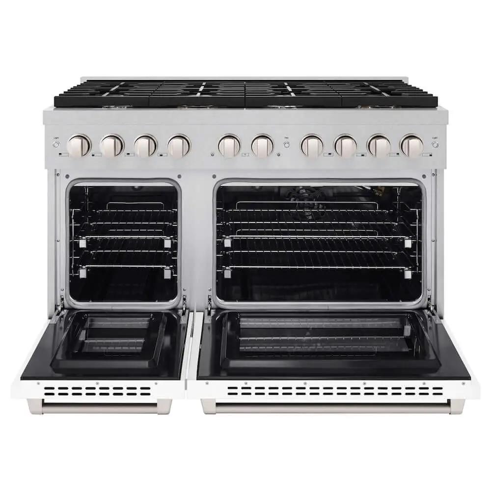 ZLINE 48"Gas Range, Convection Gas Oven , DuraSnow® White Matte, SGRS-WM-48 by Farmhouse Kitchen and Bath