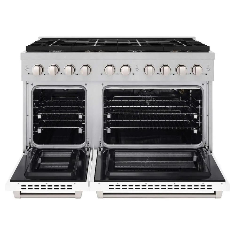 ZLINE 48"Gas Range, Convection Gas Oven , DuraSnow® White Matte, SGRS-WM-48 by Farmhouse Kitchen and Bath