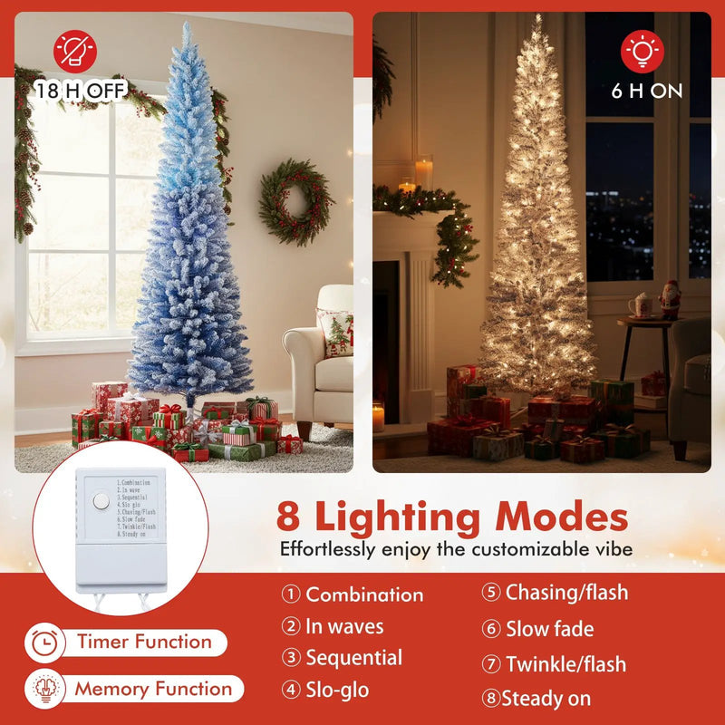 6/7 Feet Snow-flocked Artificial Christmas Tree with 220/290 Warm White LED Lights by DirectDeals