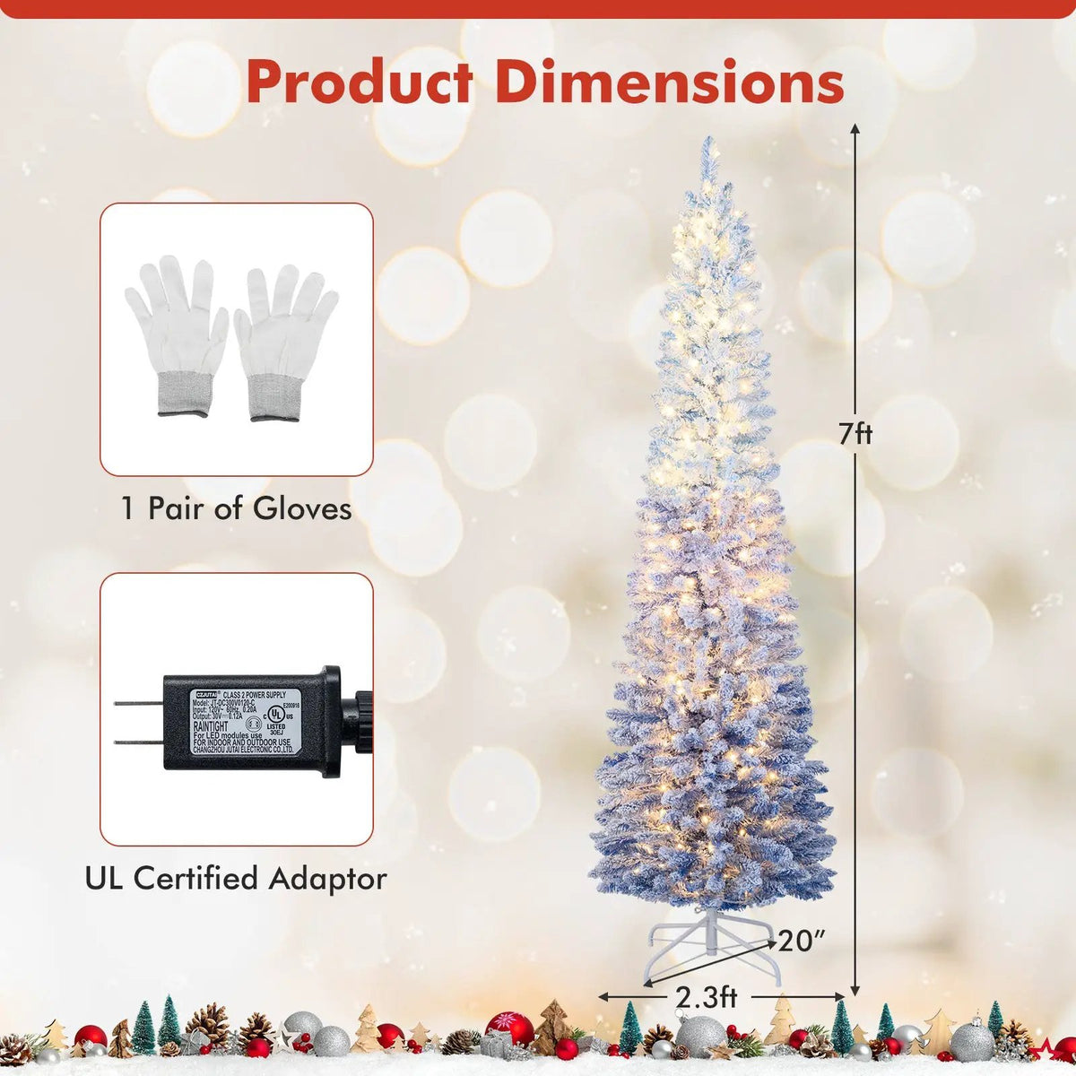 6/7 Feet Snow-flocked Artificial Christmas Tree with 220/290 Warm White LED Lights, photo 7 of 16