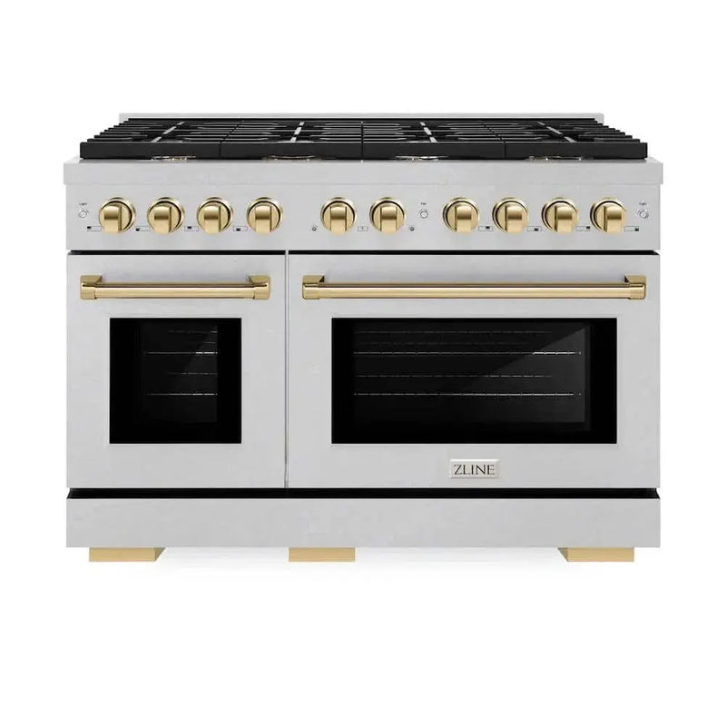 ZLINE 48"Gas Range, Convection Gas Oven, DuraSnow® Gold, SGRSZ-48-G by Farmhouse Kitchen and Bath
