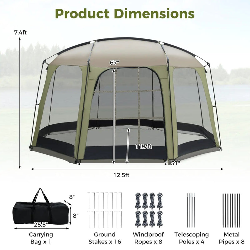 6-8 Person Netted Canopy Tent with Zippered Door by DirectDeals