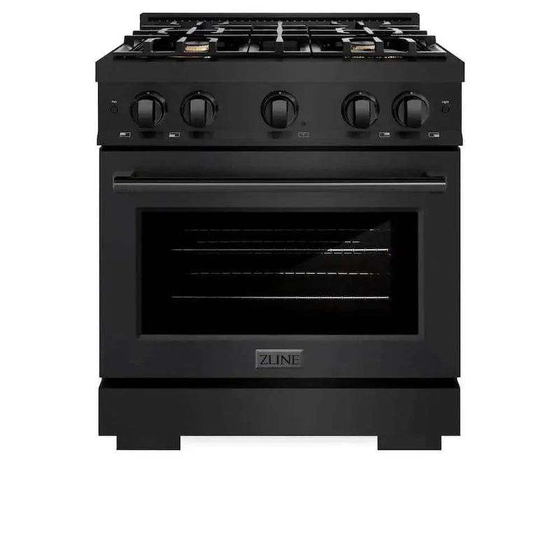 ZLINE 30" Select Gas Range Convection Gas Oven Black Stainless Steel Brass Burners HGRB-BR-30 by Farmhouse Kitchen and Bath