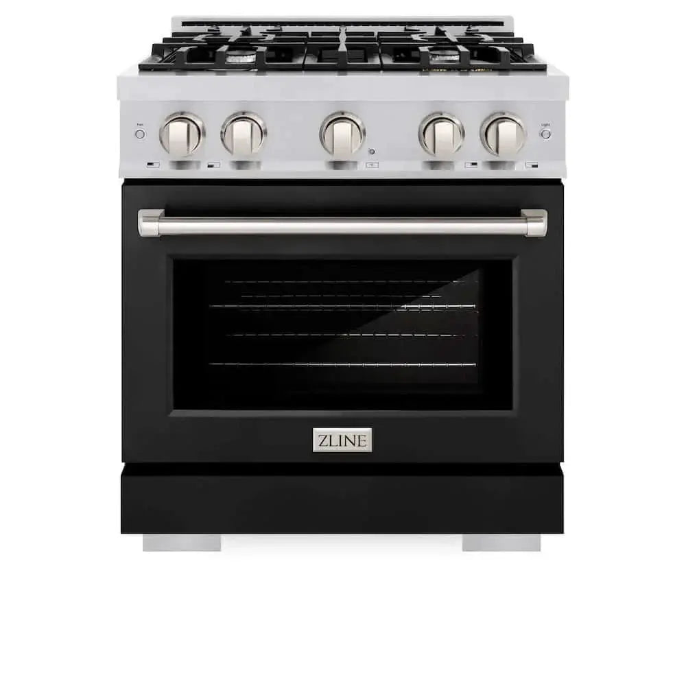 ZLINE 30" Select Gas Range Convection Gas Oven Stainless Steel Black Matte Door HGR-BLM-30 by Farmhouse Kitchen and Bath