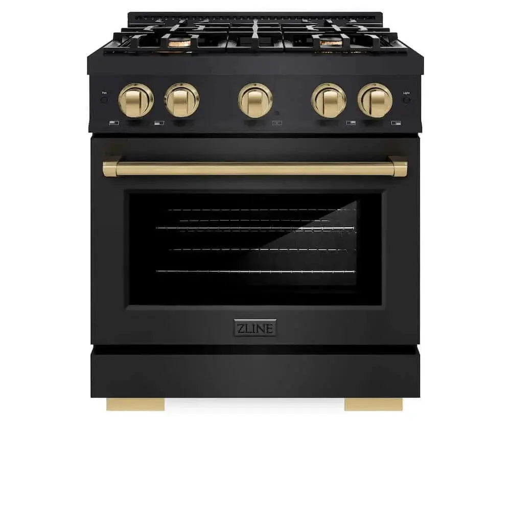 ZLINE 30" Select Gas Range Convection Gas Oven Black Stainless Steel Champagne Bronze HGRBZ-30-CB by Farmhouse Kitchen and Bath