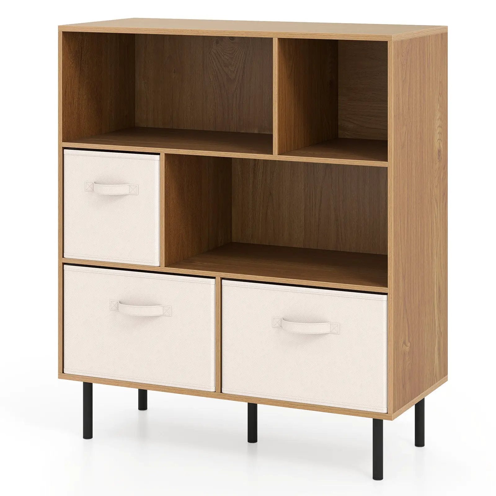 6-Cube Bookshelf with 3 Removable Folding Fabric Drawers for Living Room by DirectDeals