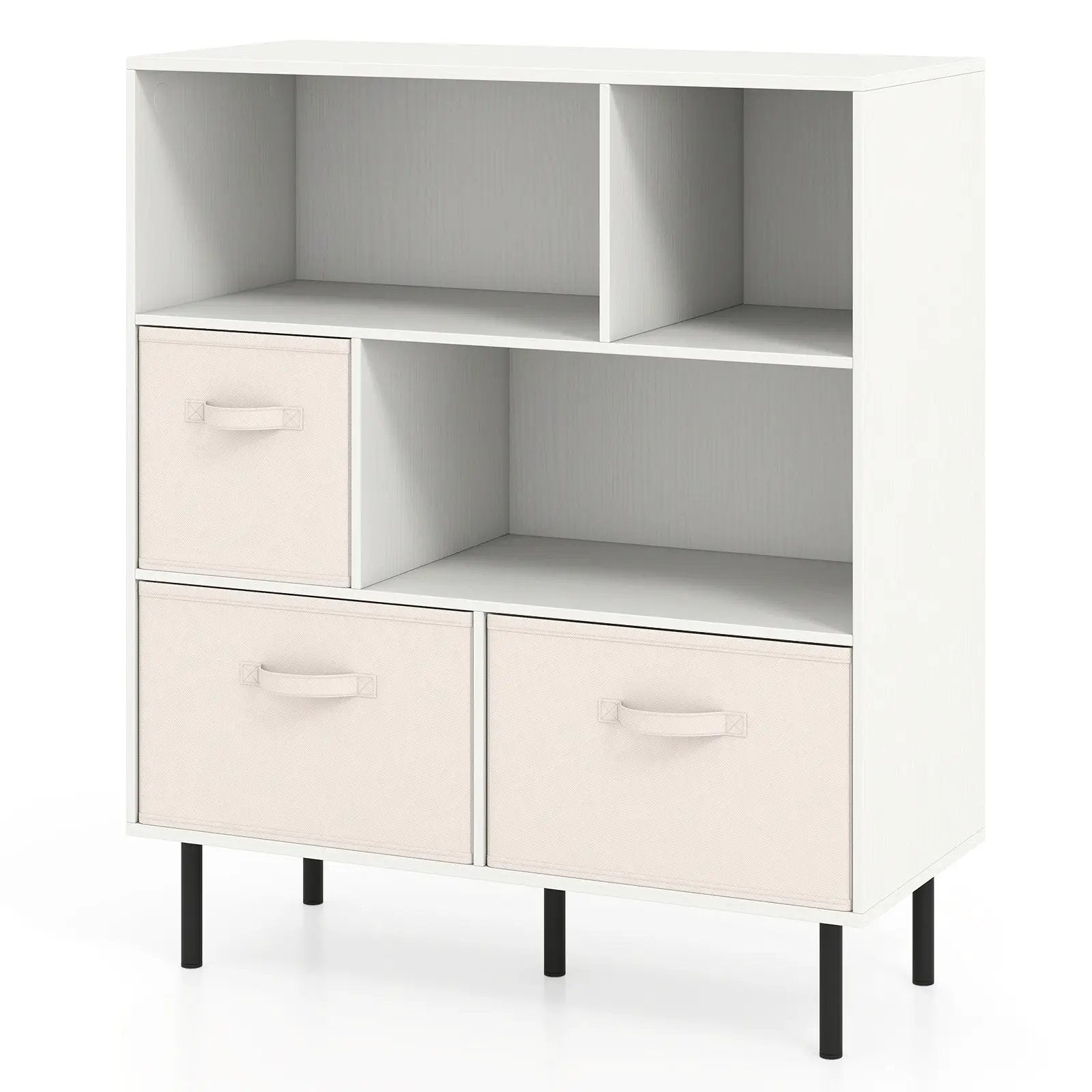 6-Cube Bookshelf with 3 Removable Folding Fabric Drawers for Living Room by DirectDeals