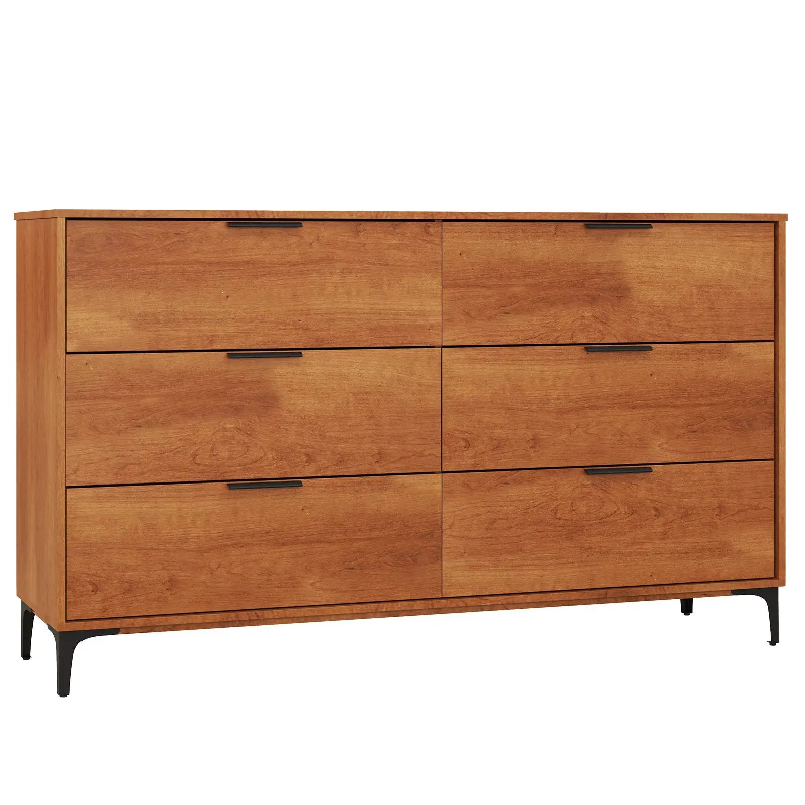 6-Drawer Dresser with Interlock System for Bedroom Living Room-Cherry by DirectDeals