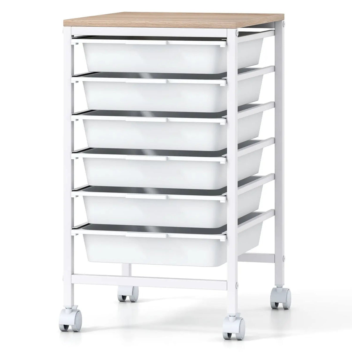 6-Drawer Rolling Storage Cart with Wooden Tabletop, photo 8 of 16