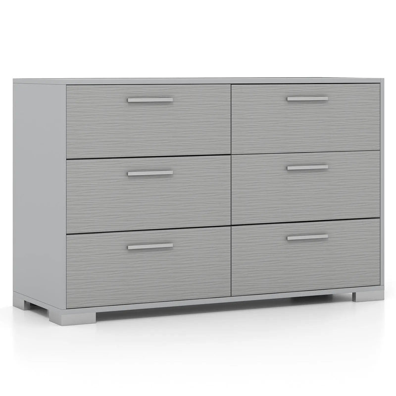 6 Drawer Storage Cabinet with Metal Legs Handles with Anti-Toppling Devices-Grey by DirectDeals