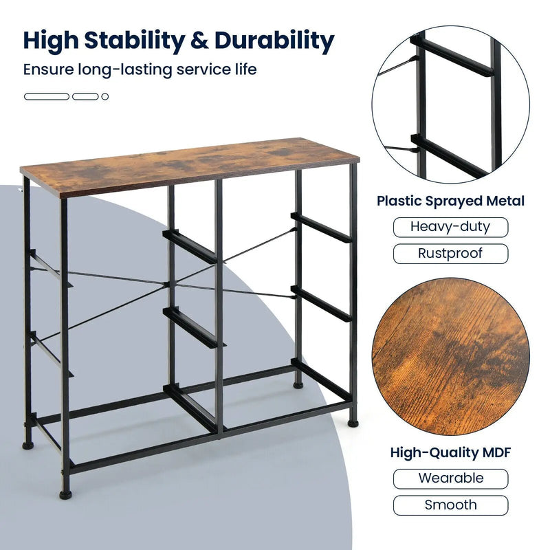 6-Drawer Dresser with Metal Frame and Anti-toppling Devices-Rustic Brown by DirectDeals