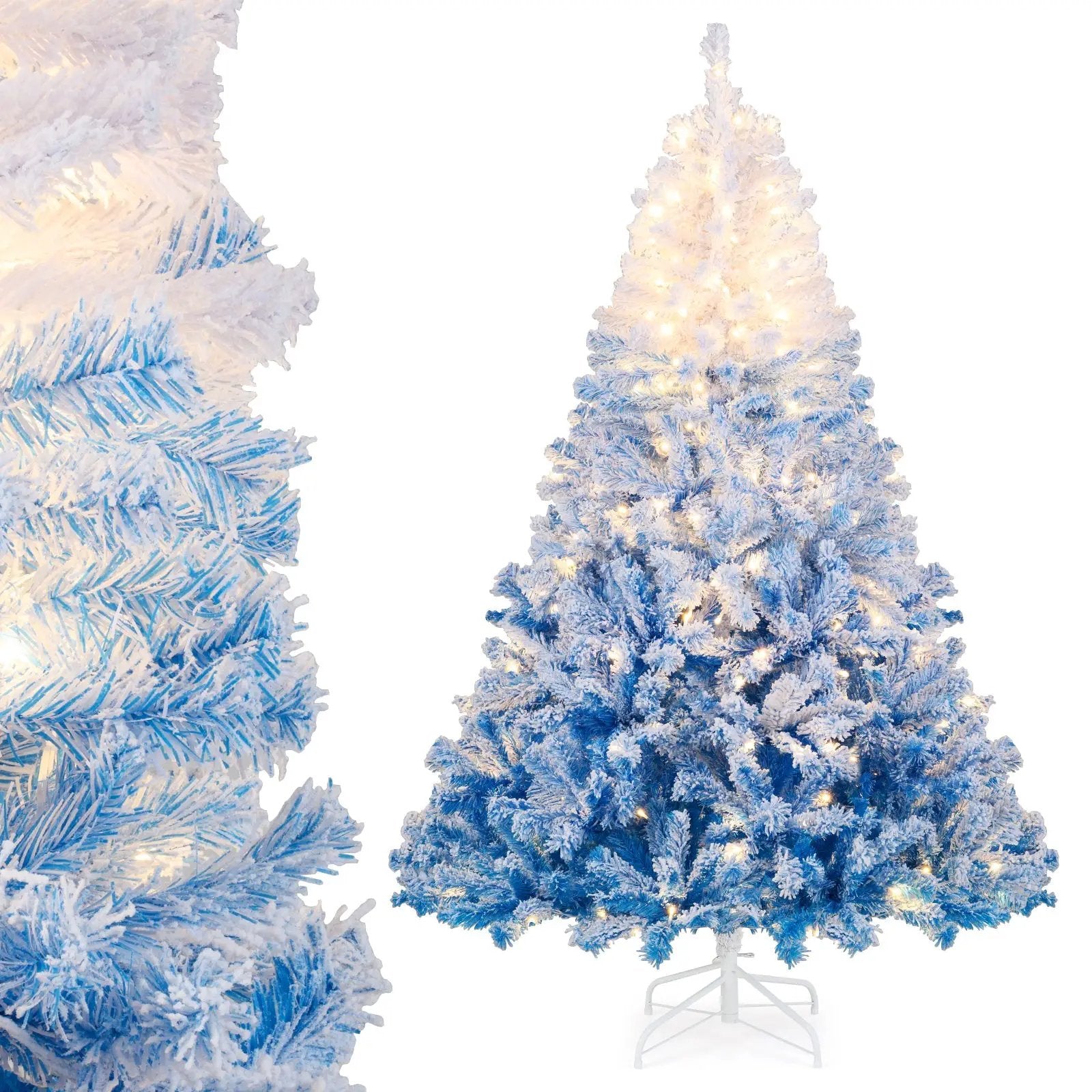 5/6/7/8 FT Artificial Christmas Tree with Warm White LED Lights and 8 Modes by DirectDeals
