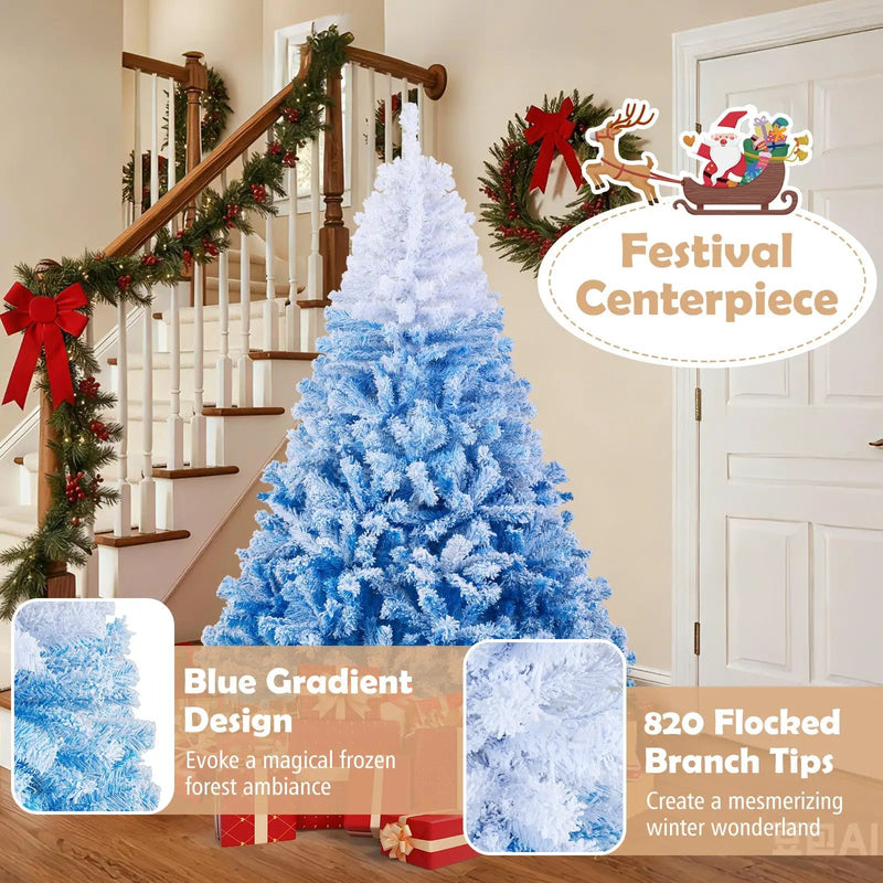 5/6/7/8 FT Artificial Christmas Tree with Warm White LED Lights and 8 Modes by DirectDeals
