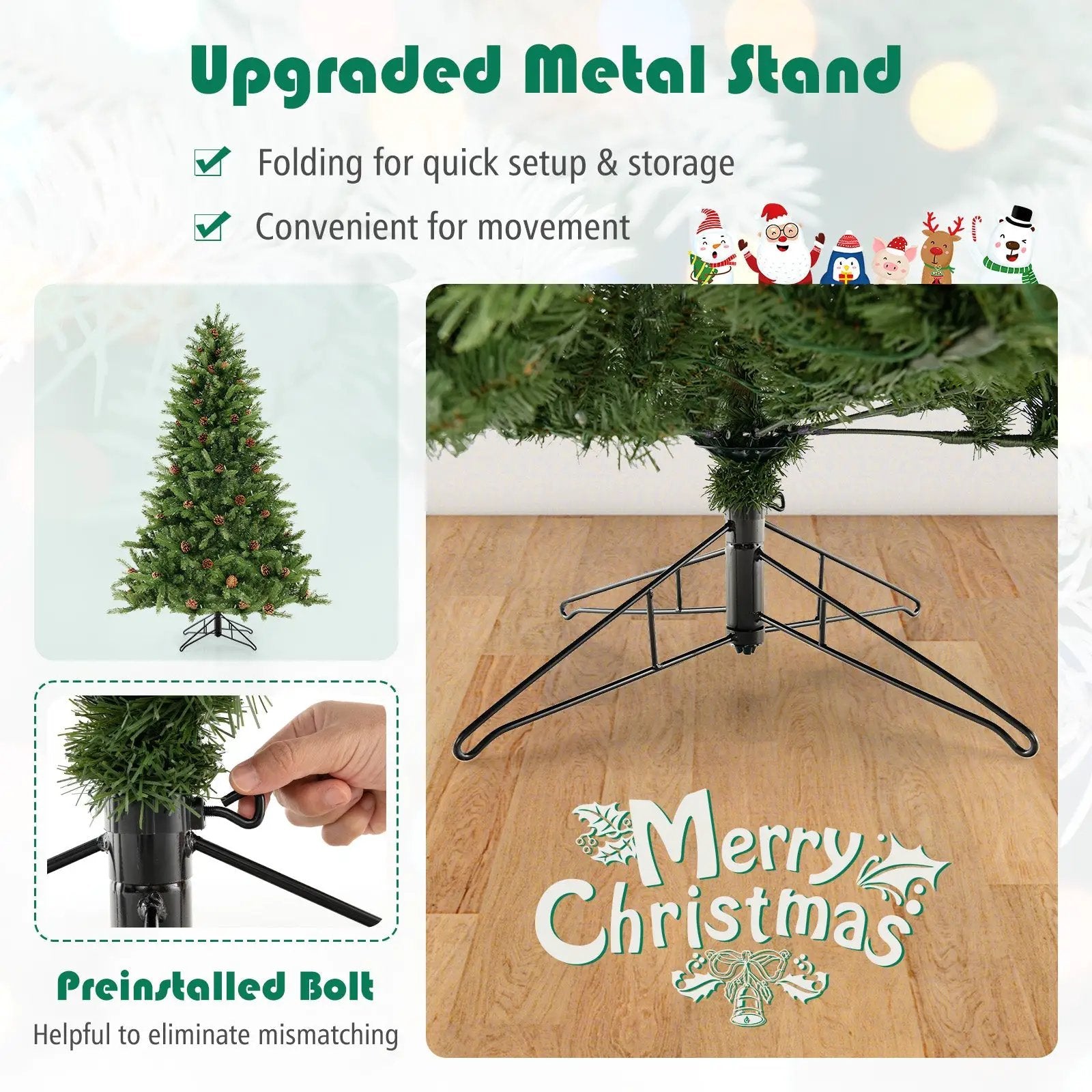 6/7 FT Artificial Christmas Tree with Pine Cones and Adjustable Brightness by DirectDeals