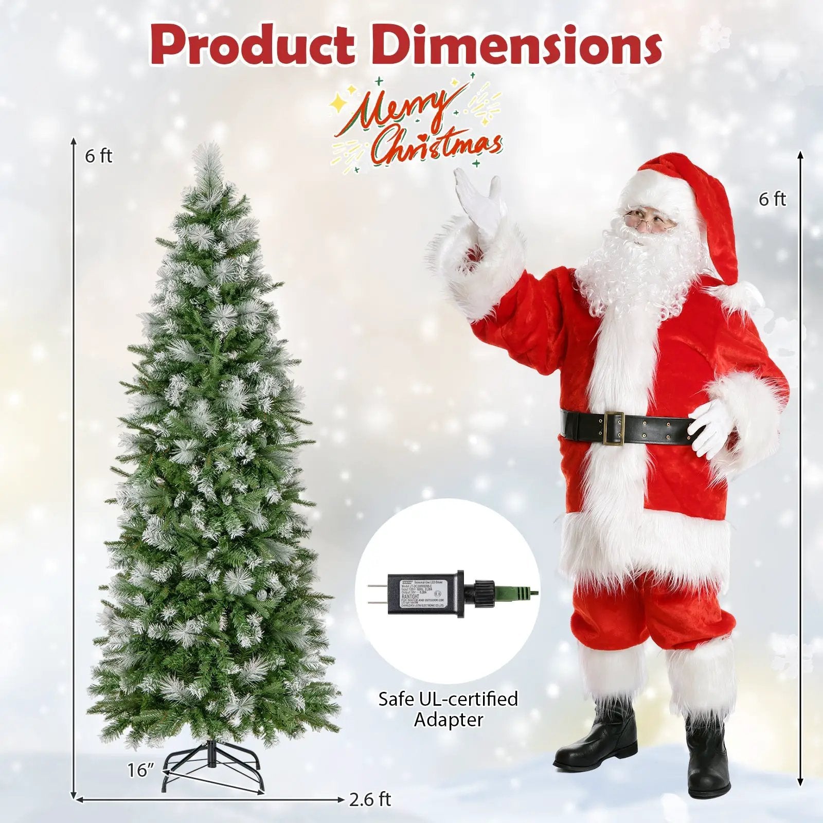 6/7.5/9 FT Artificial Christmas Tree with Warm-White LED Lights by DirectDeals