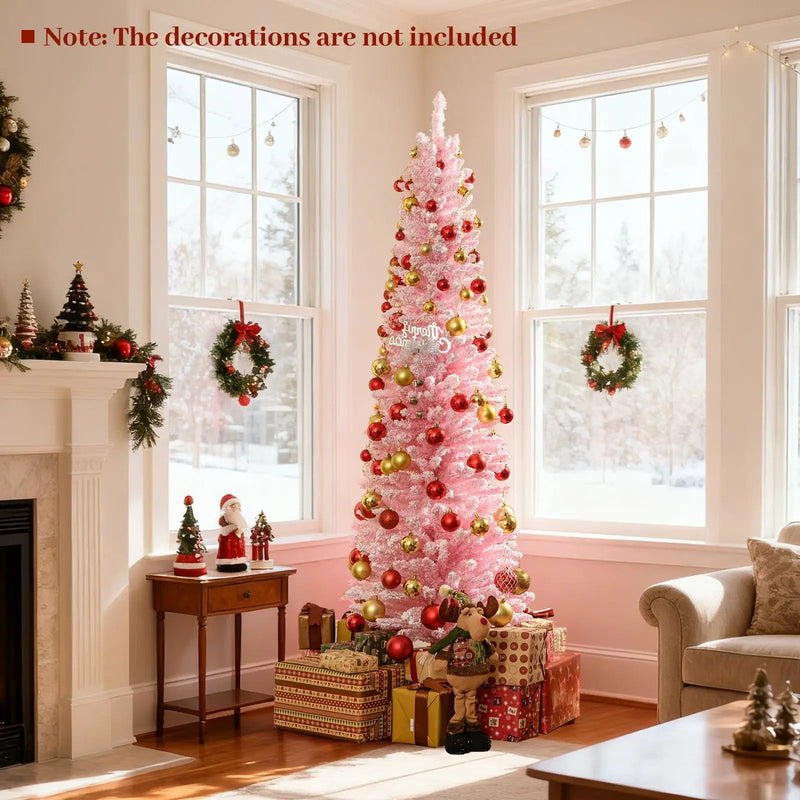 6 FT Artificial Pink Christmas Tree with 460 Branch Tips for Holiday by DirectDeals