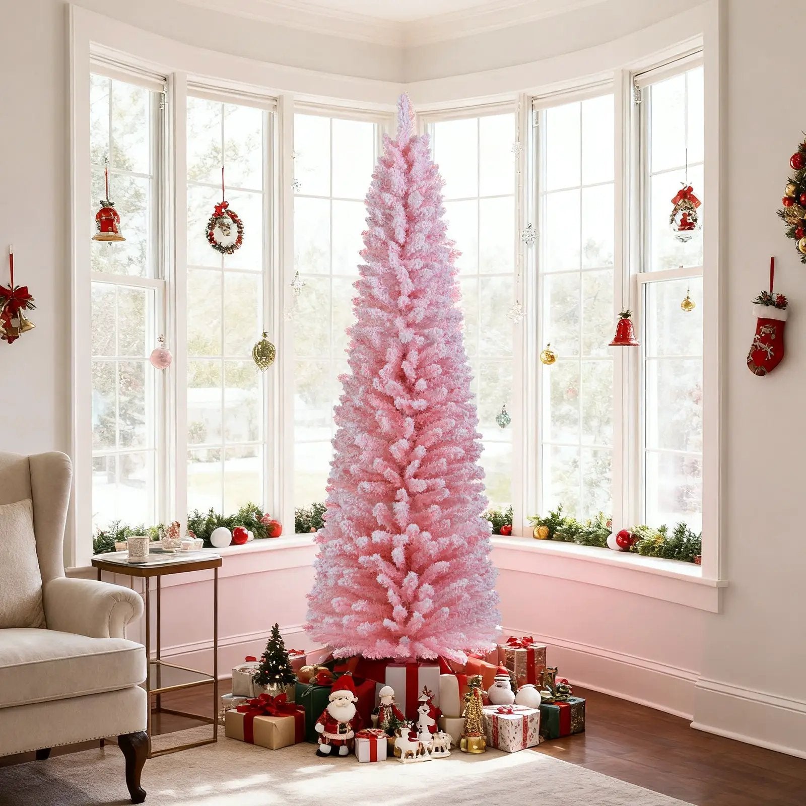 6 FT Artificial Pink Christmas Tree with 460 Branch Tips for Holiday by DirectDeals