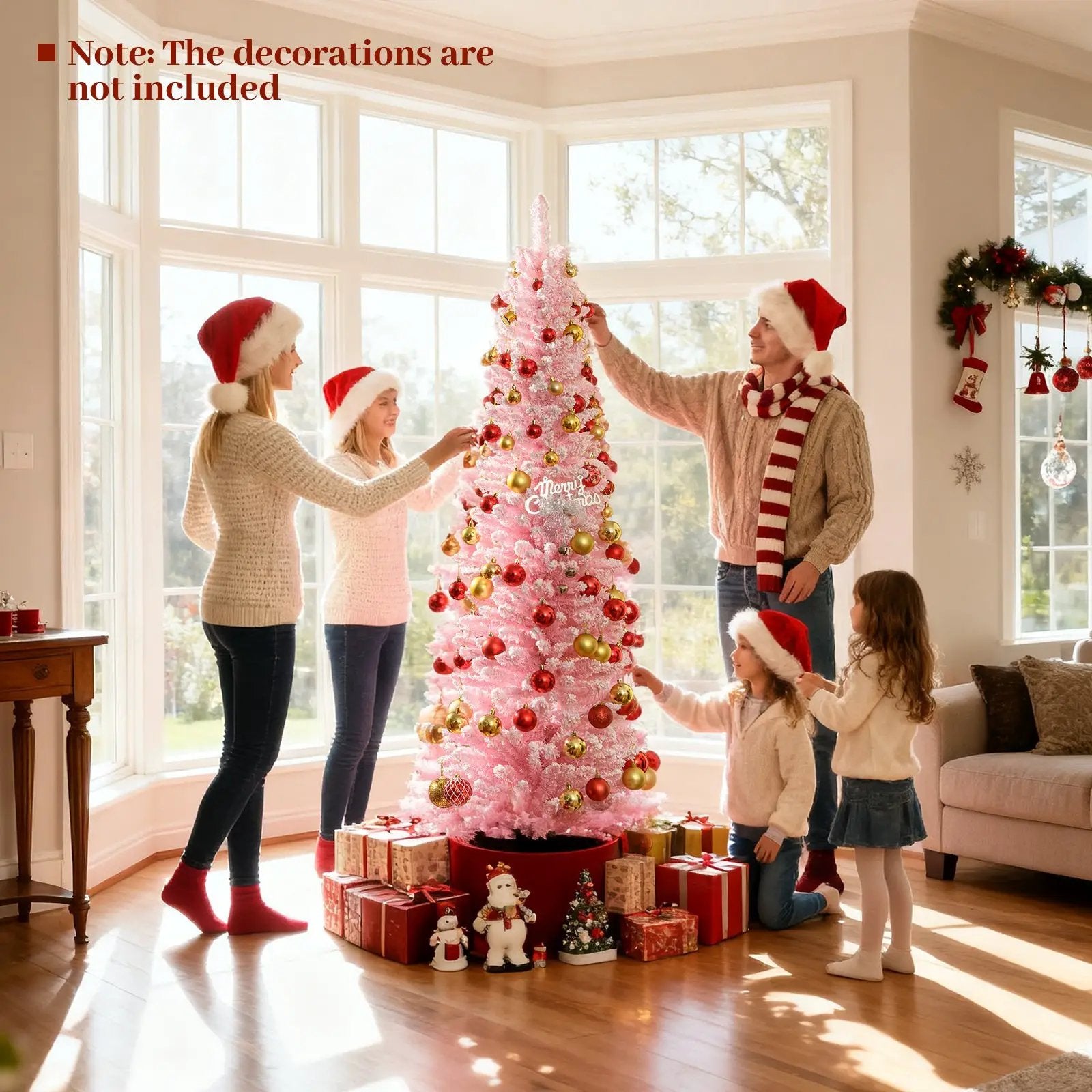 6 FT Artificial Pink Christmas Tree with 460 Branch Tips for Holiday by DirectDeals
