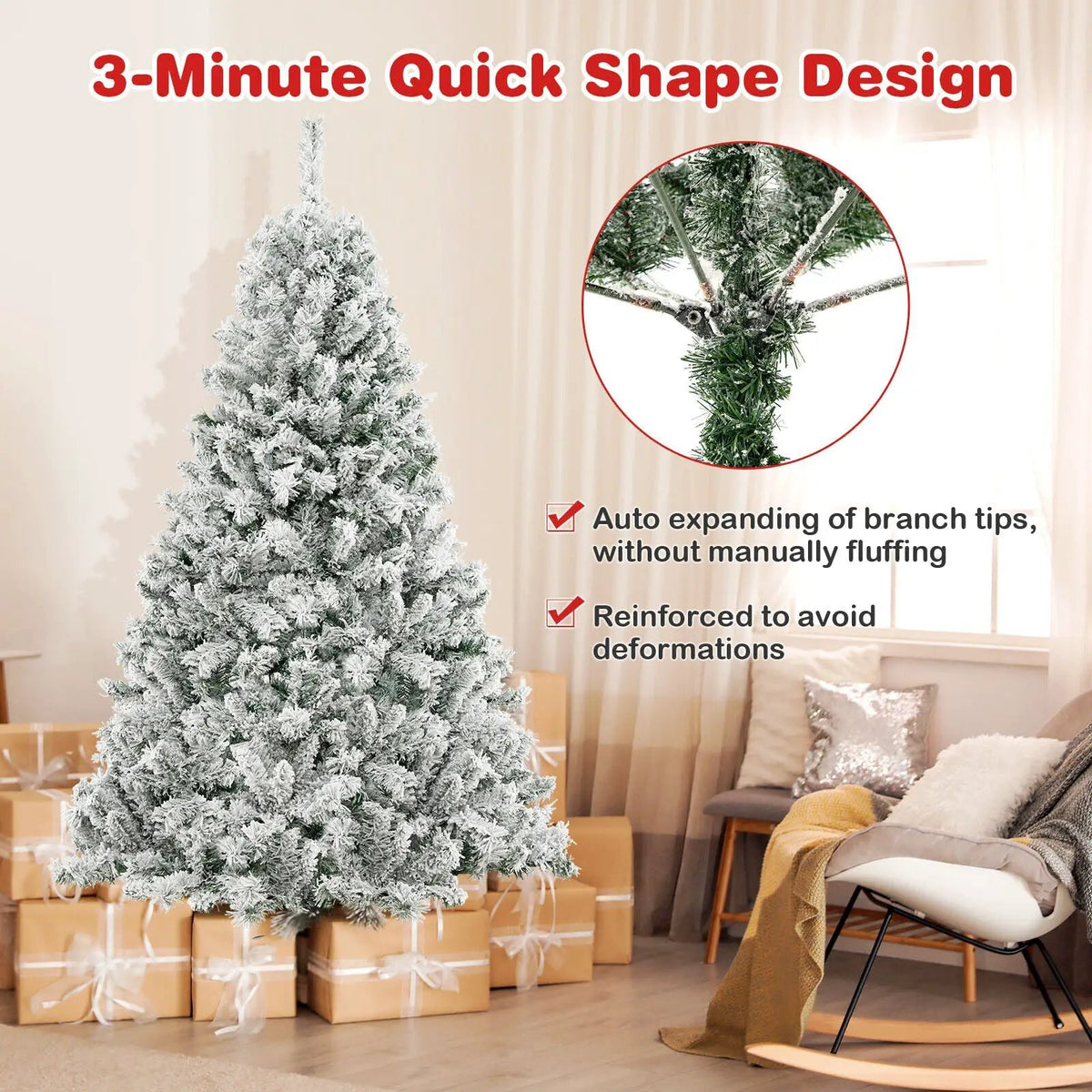 6/7/8 Feet Artificial Xmas Tree 3-Minute Quick Shape, photo 6 of 10