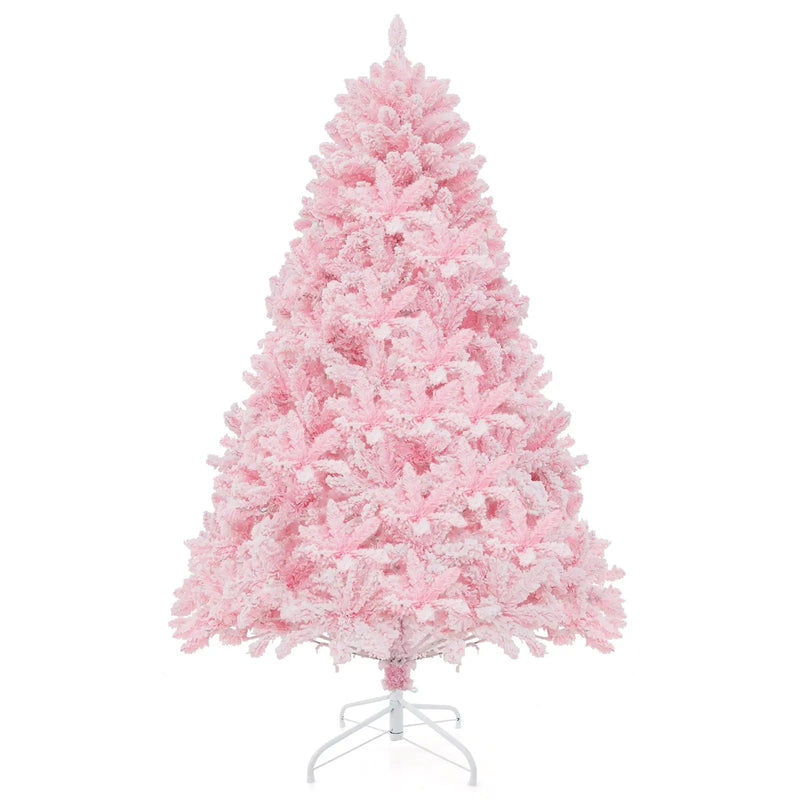 6 FT Flocked Artificial Xmas Tree Hinged with 350 LED Lights by DirectDeals