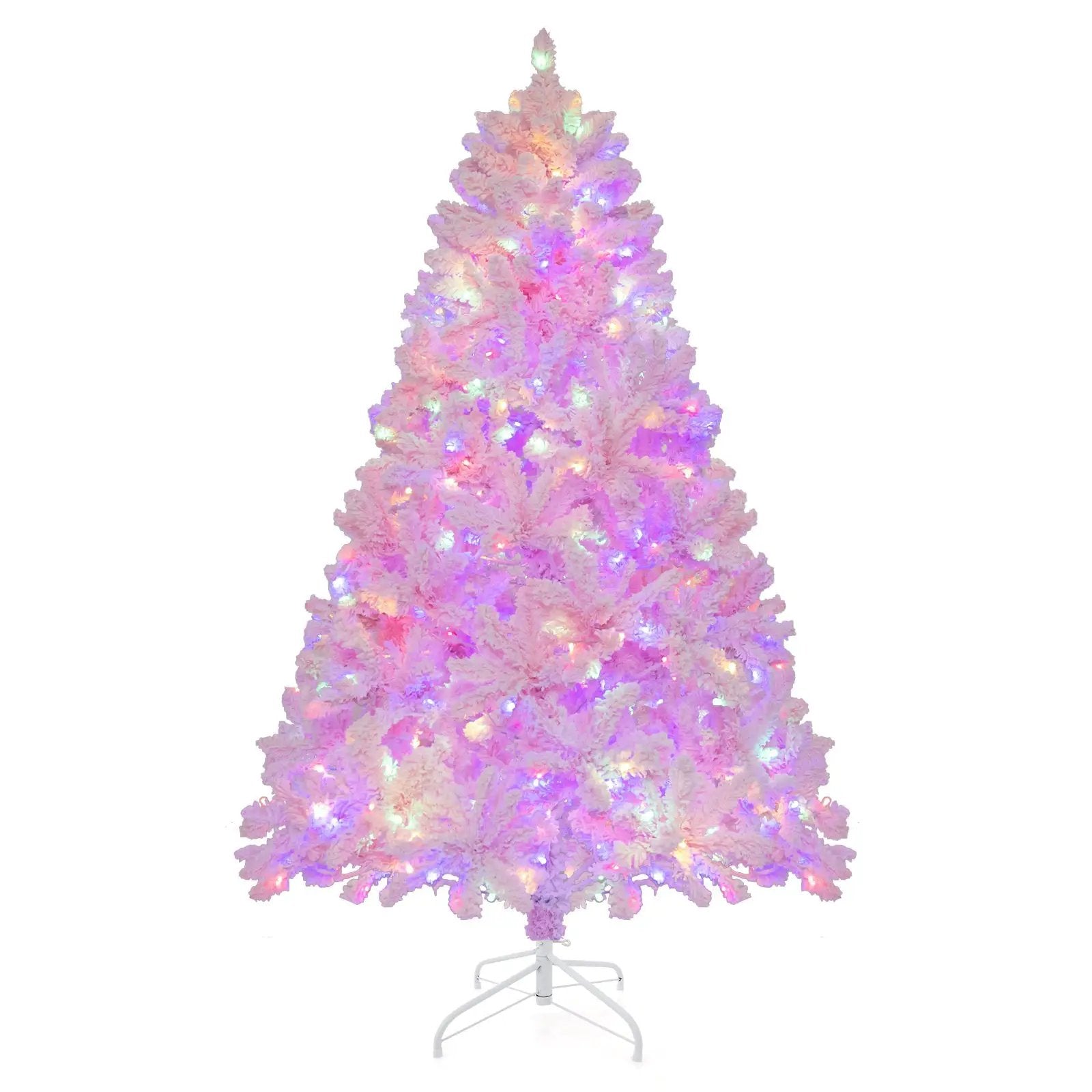 6 FT Flocked Artificial Xmas Tree Hinged with 350 LED Lights by DirectDeals