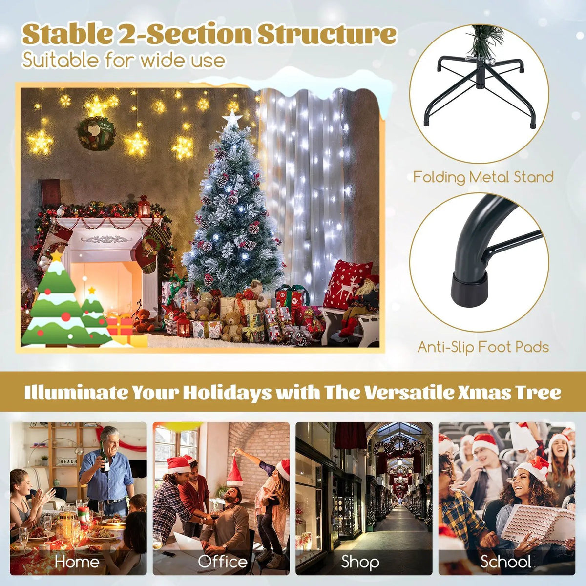 5 FT Flocked Christmas Tree with 8 Lighting Modes, photo 14 of 16
