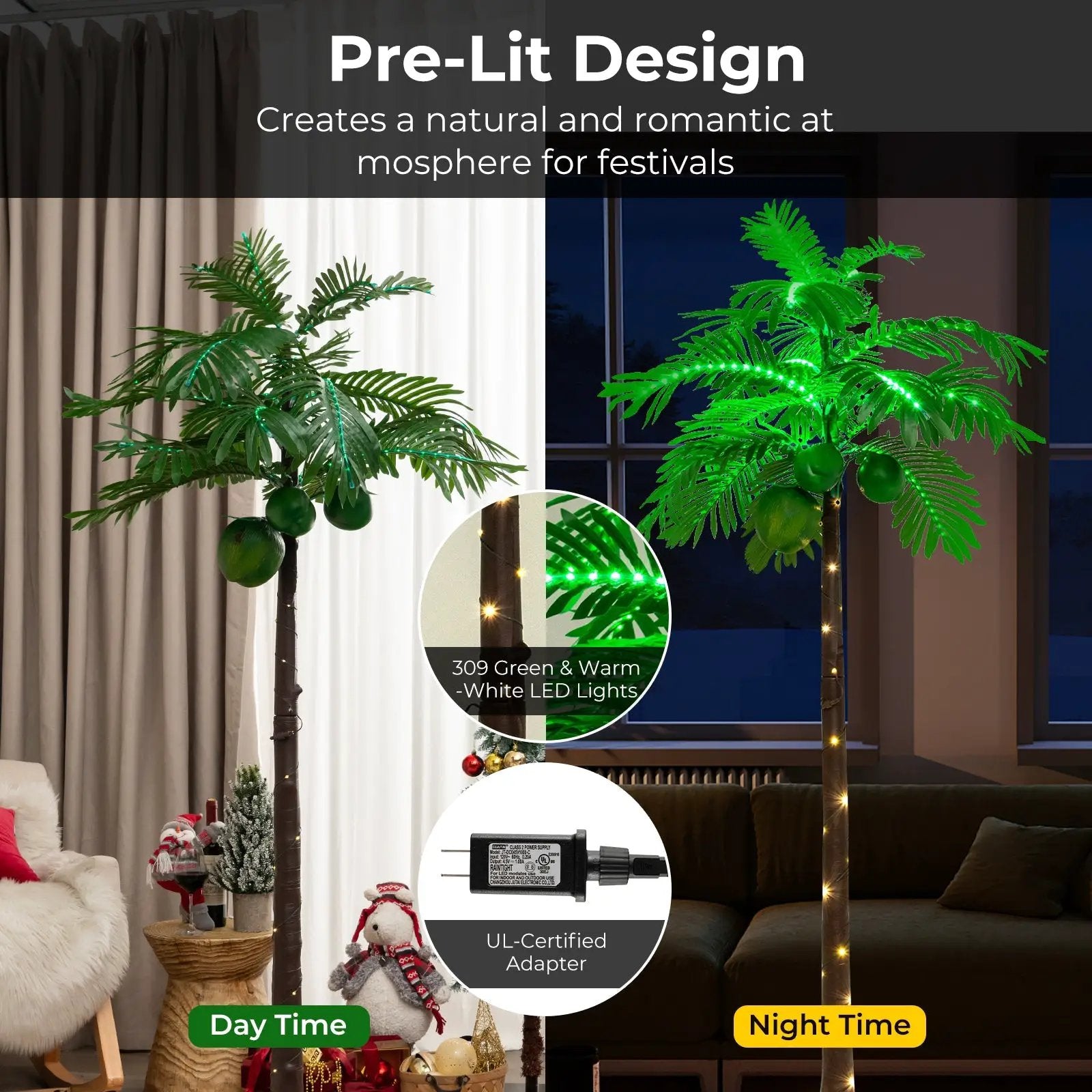 6 FT LED Lighted Artificial Palm Tree Hawaiian Style Tropical with Water Bag by DirectDeals
