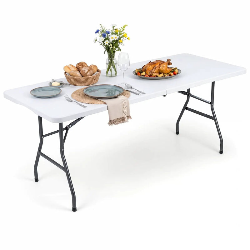 6 FT Fold-in-Half Camping Table with Carrying Handle by DirectDeals