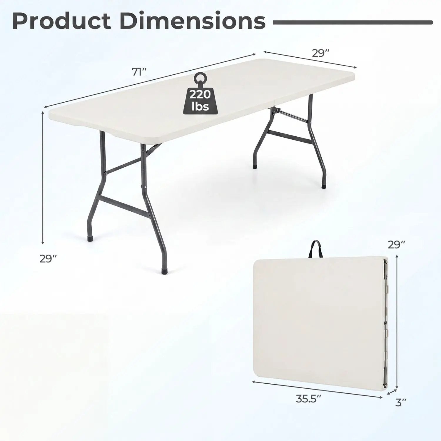 6 FT Fold-in-Half Camping Table with Carrying Handle by DirectDeals