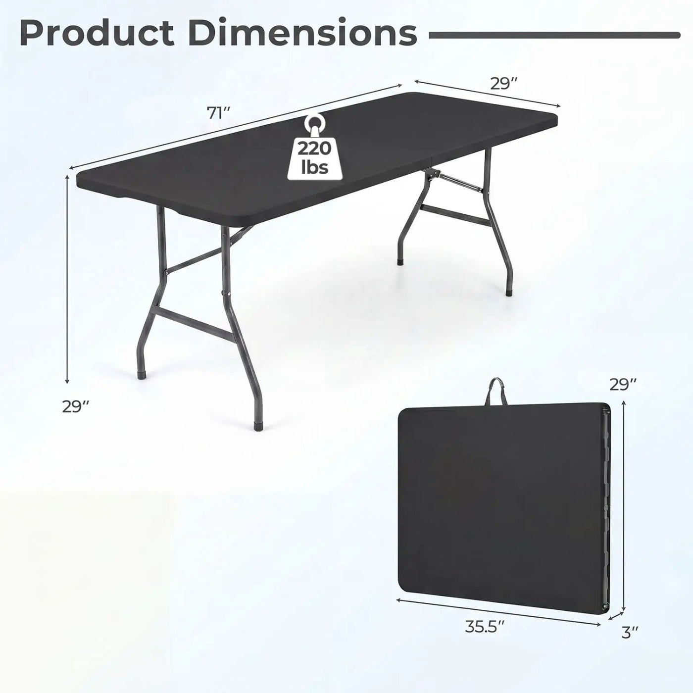 6 FT Fold-in-Half Camping Table with Rattan Texture by DirectDeals