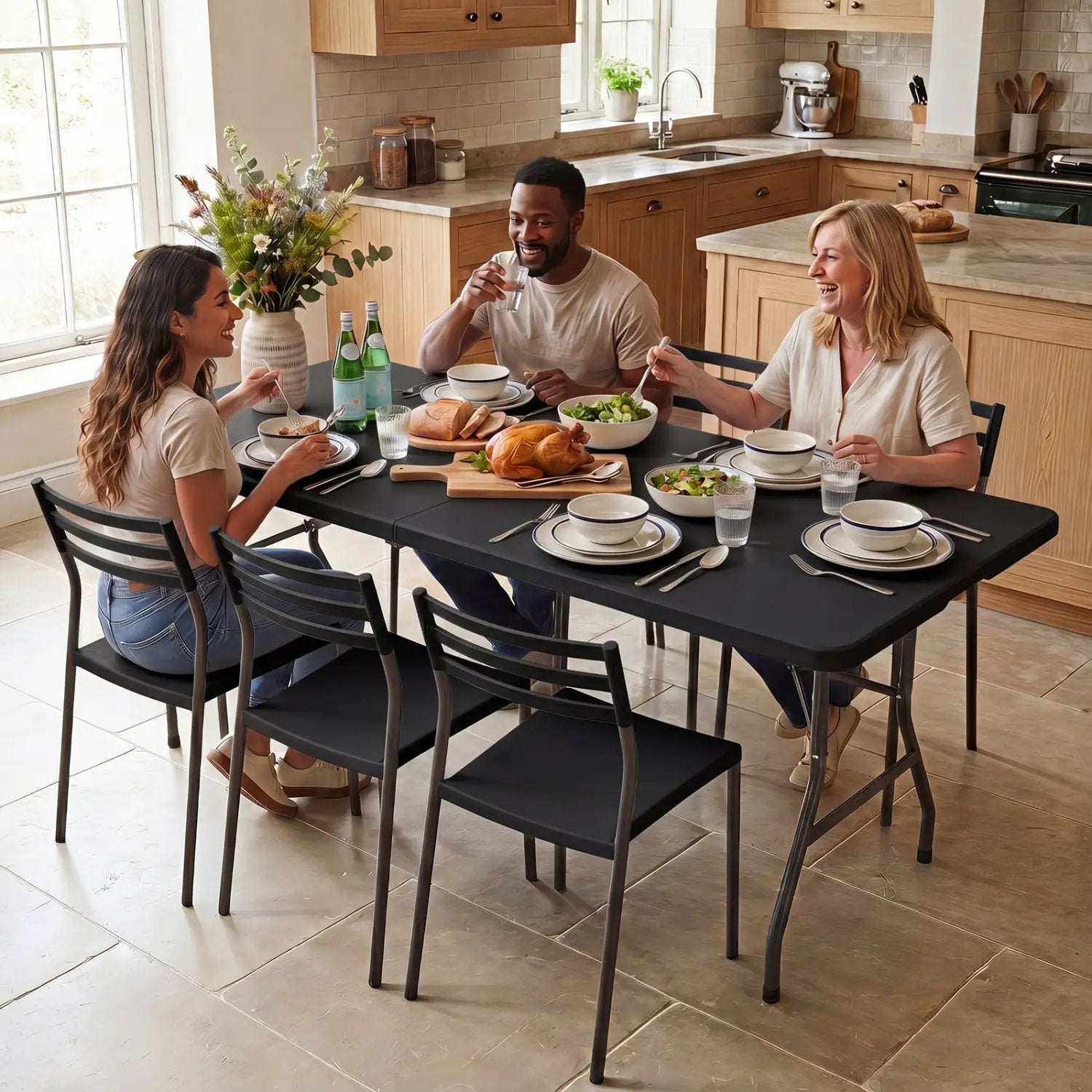 6 FT Fold-in-Half Camping Table with Rattan Texture by DirectDeals
