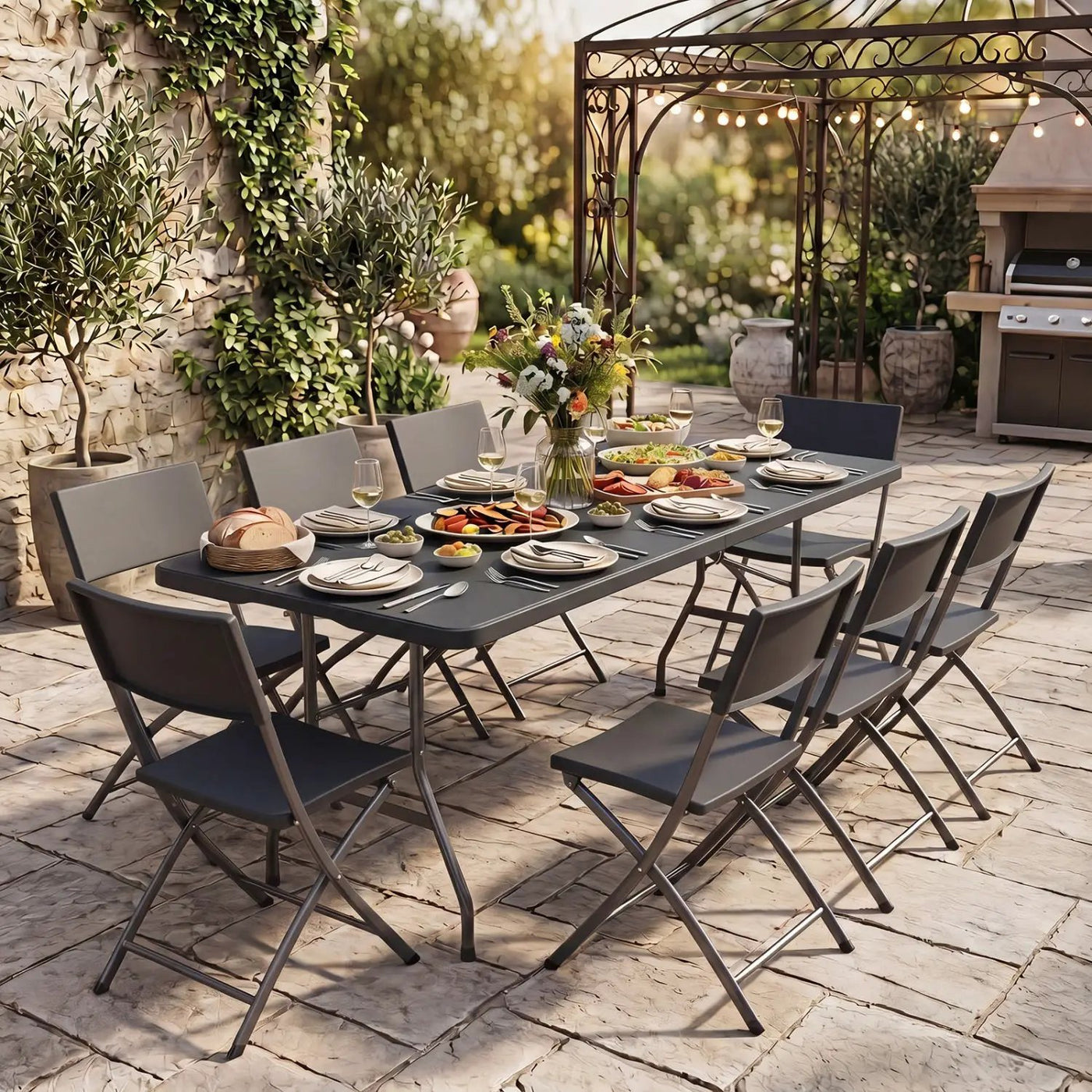 6 FT Fold-in-Half Camping Table with Rattan Texture by DirectDeals