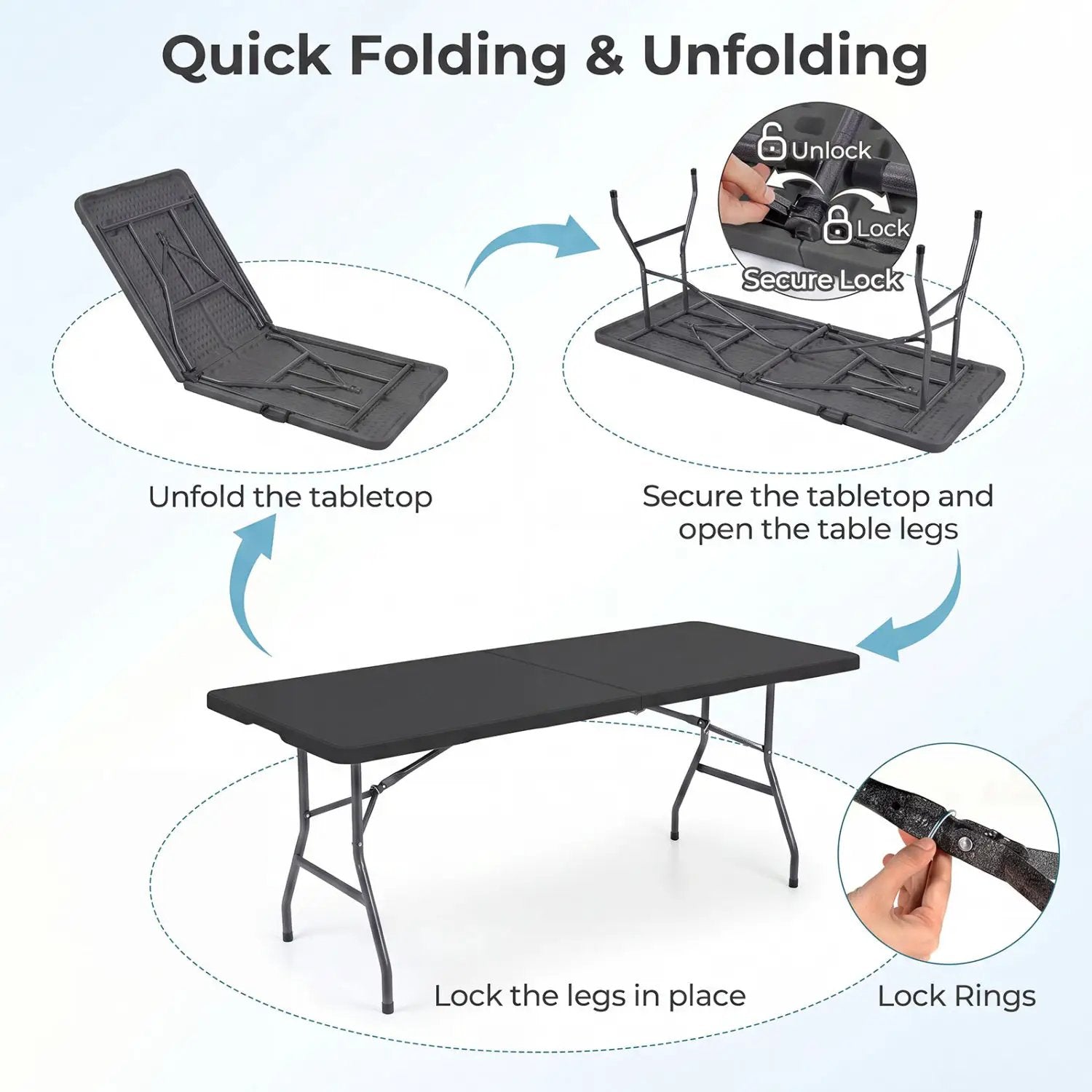 6 FT Fold-in-Half Camping Table with Rattan Texture by DirectDeals