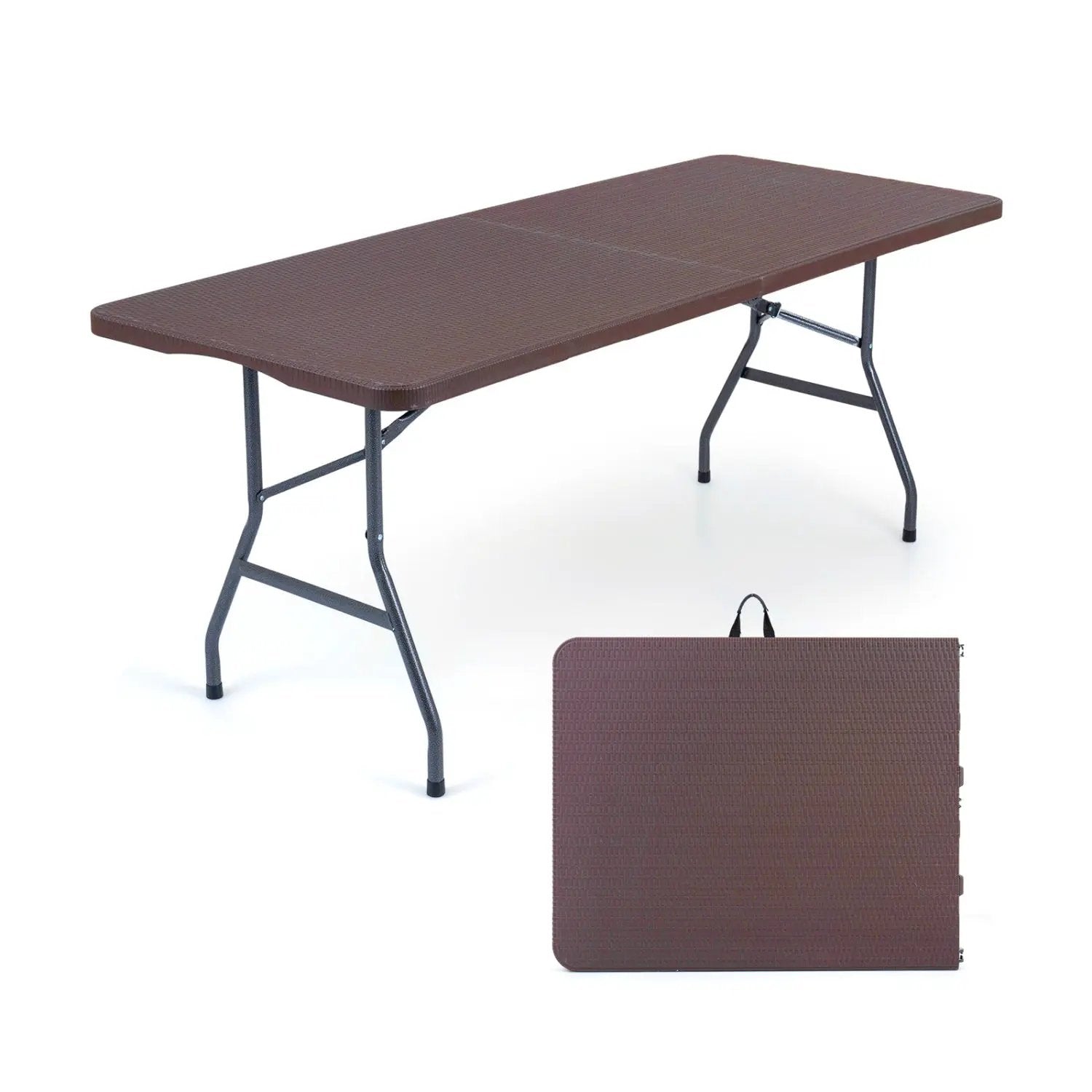 6 FT Fold-in-Half Camping Table with Rattan Texture by DirectDeals