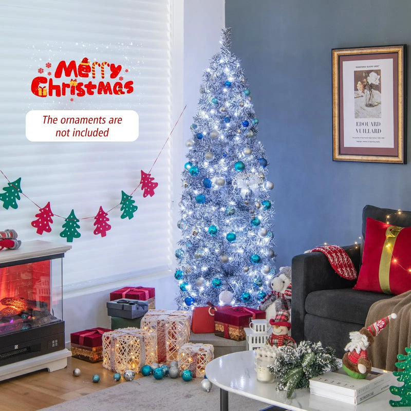 6 FT Pre-Lit Artificial Christmas Tree with 250 Cool-White LED Lights Black and White by DirectDeals