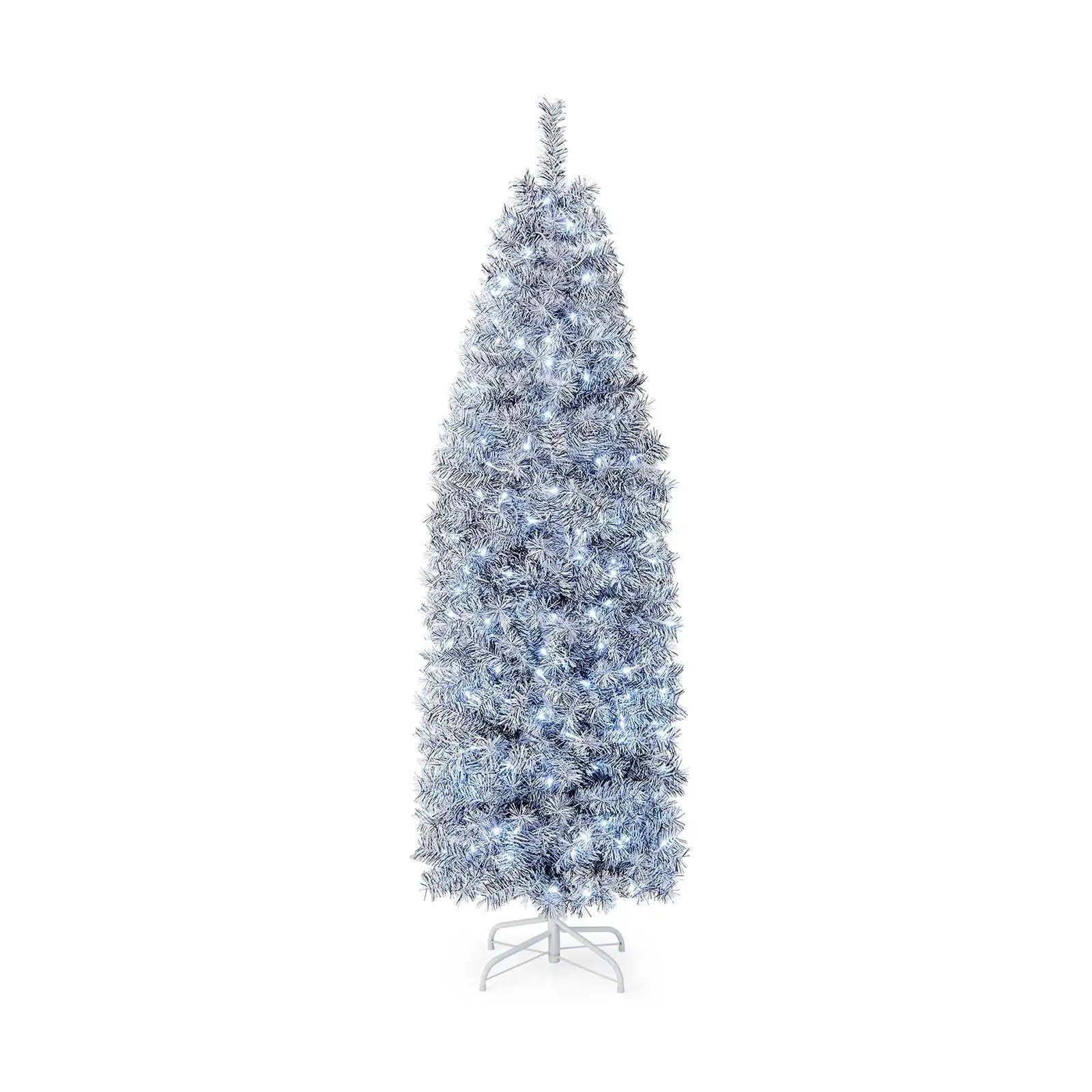 6 FT Pre-Lit Artificial Christmas Tree with 250 Cool-White LED Lights Black and White by DirectDeals