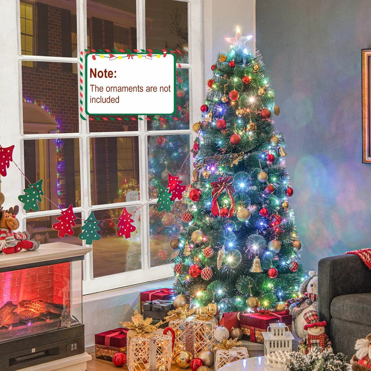 5/6/7 FT Pre-Lit Fiber Optic Christmas Tree with 148/185/226 Multi-Color LED Lights and Top Star Light, photo 4 of 24
