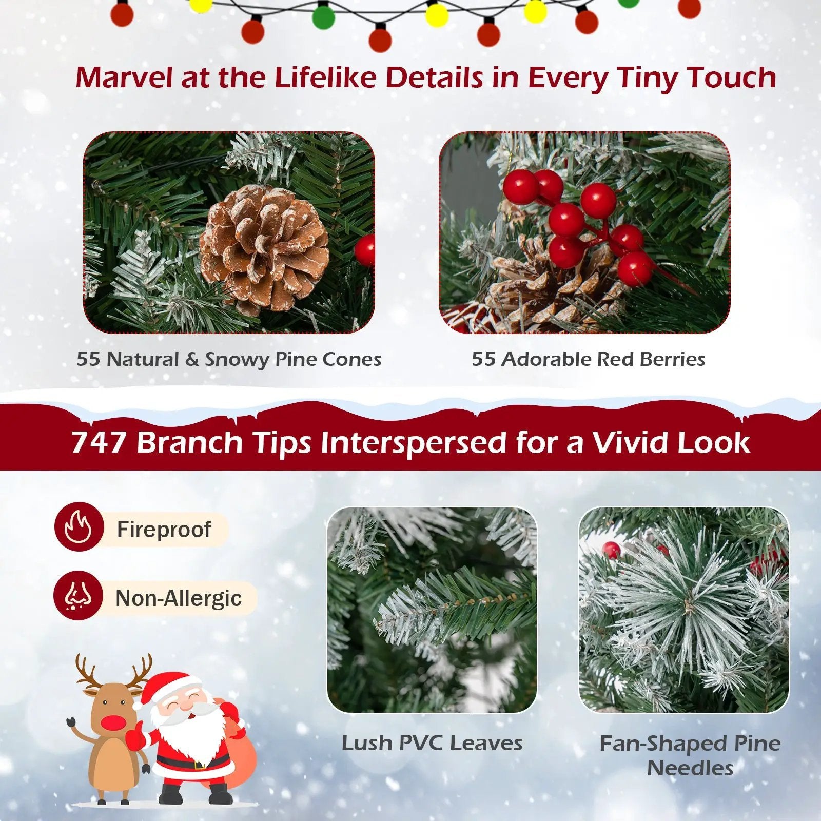 6 Feet Pre-Lit Artificial Christmas Tree with 350 LED Lights by DirectDeals