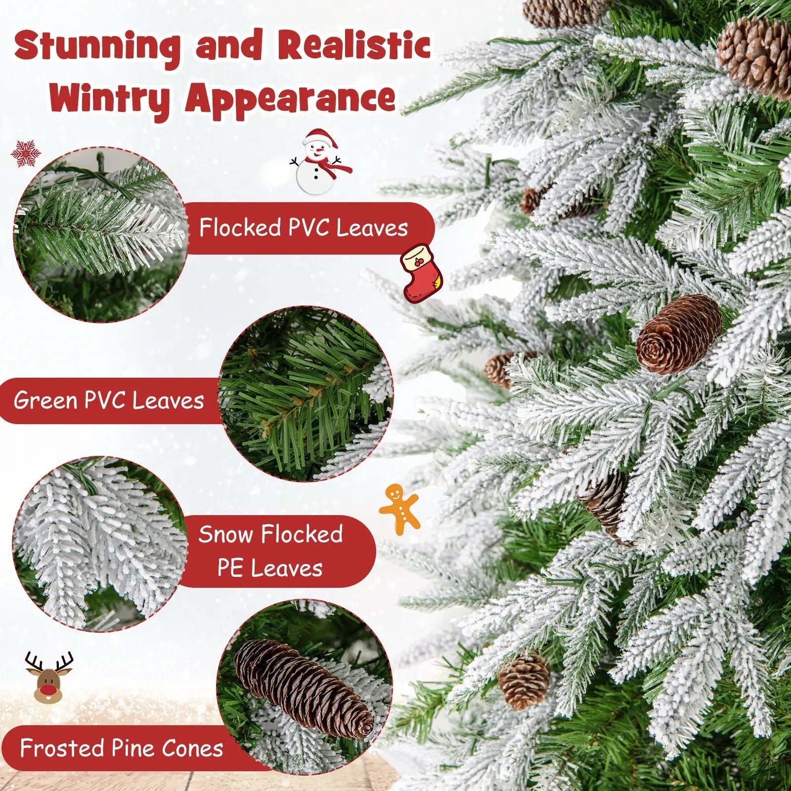 6/7.5/9 FT Pre-Lit Artificial Christmas Tree with 765/1135/1871 Tips and 280/470/690 Warm-White LED Lights by DirectDeals