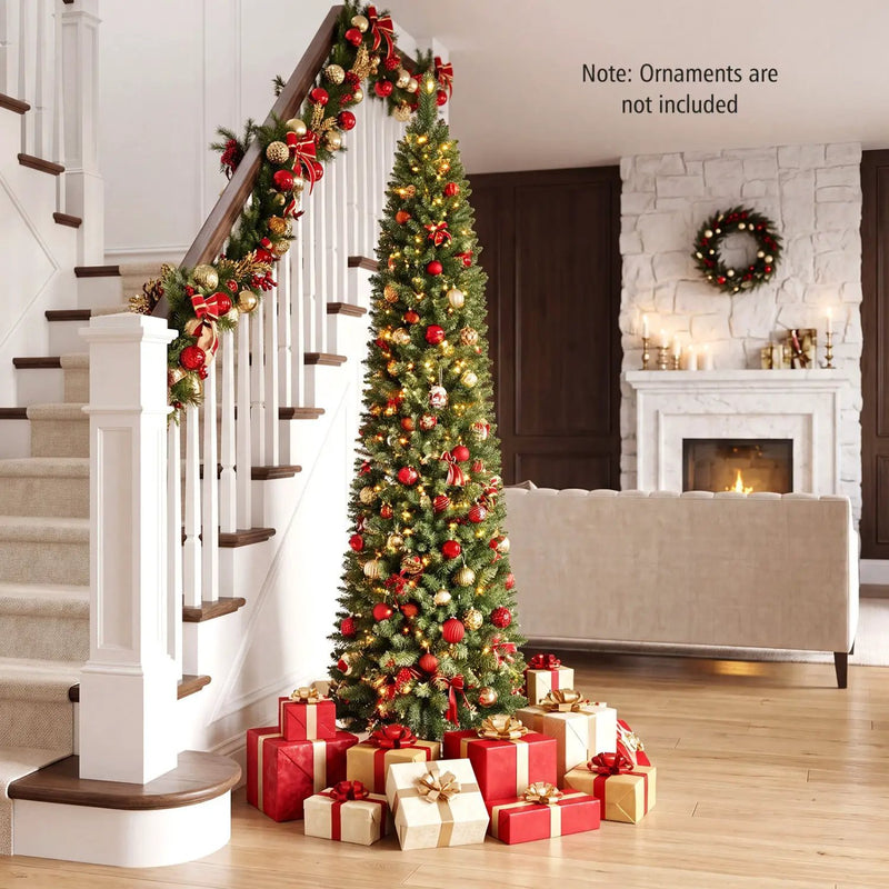 6 FT Pre-Lit Pencil Christmas Tree with 180 Warm White LEDs by DirectDeals