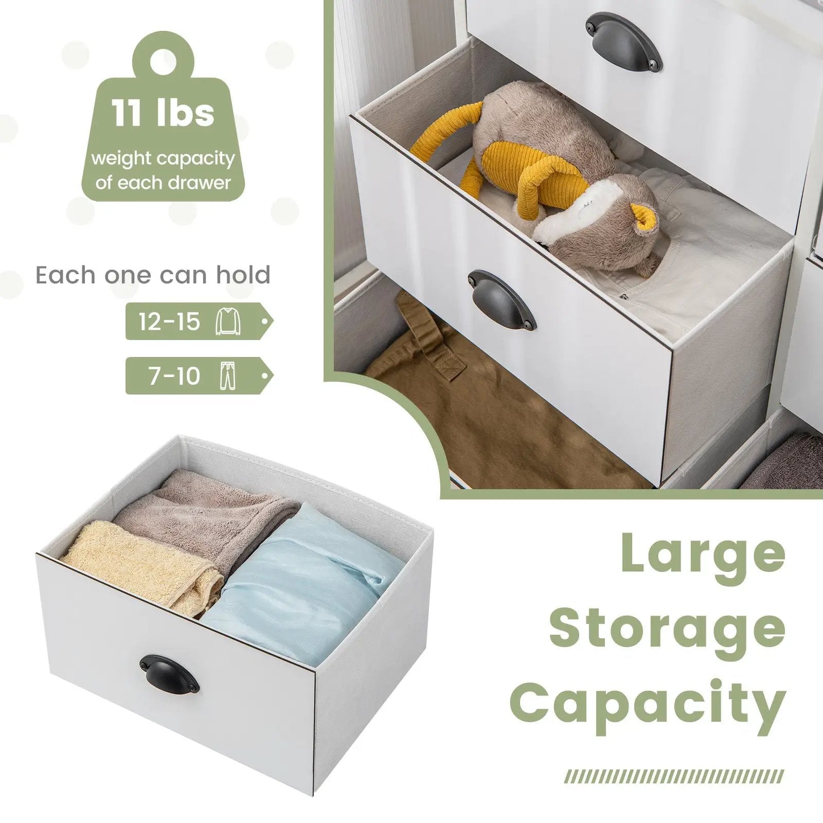 6 Fabric Drawers Storage Chest with Wooden Top by DirectDeals