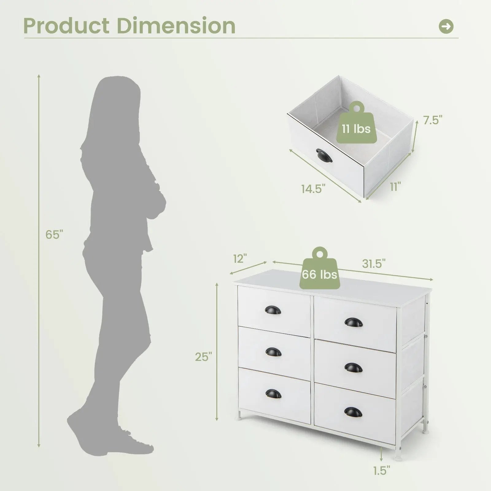 6 Fabric Drawers Storage Chest with Wooden Top by DirectDeals