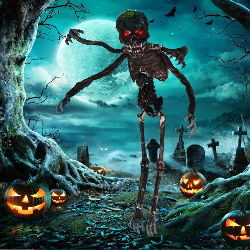 6 Feet Animated Halloween Decoration with 4 Arms Red LED-lit Eyes & Spooky Sounds by DirectDeals