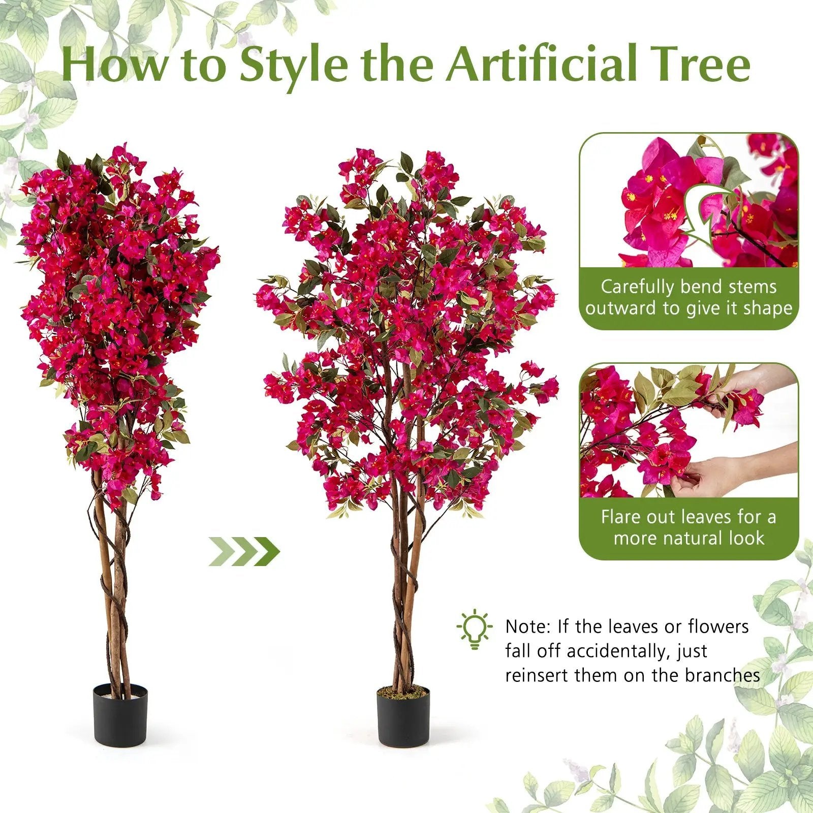 6 Feet Artificial Bougainvillea Tree with 910 Flowers by DirectDeals