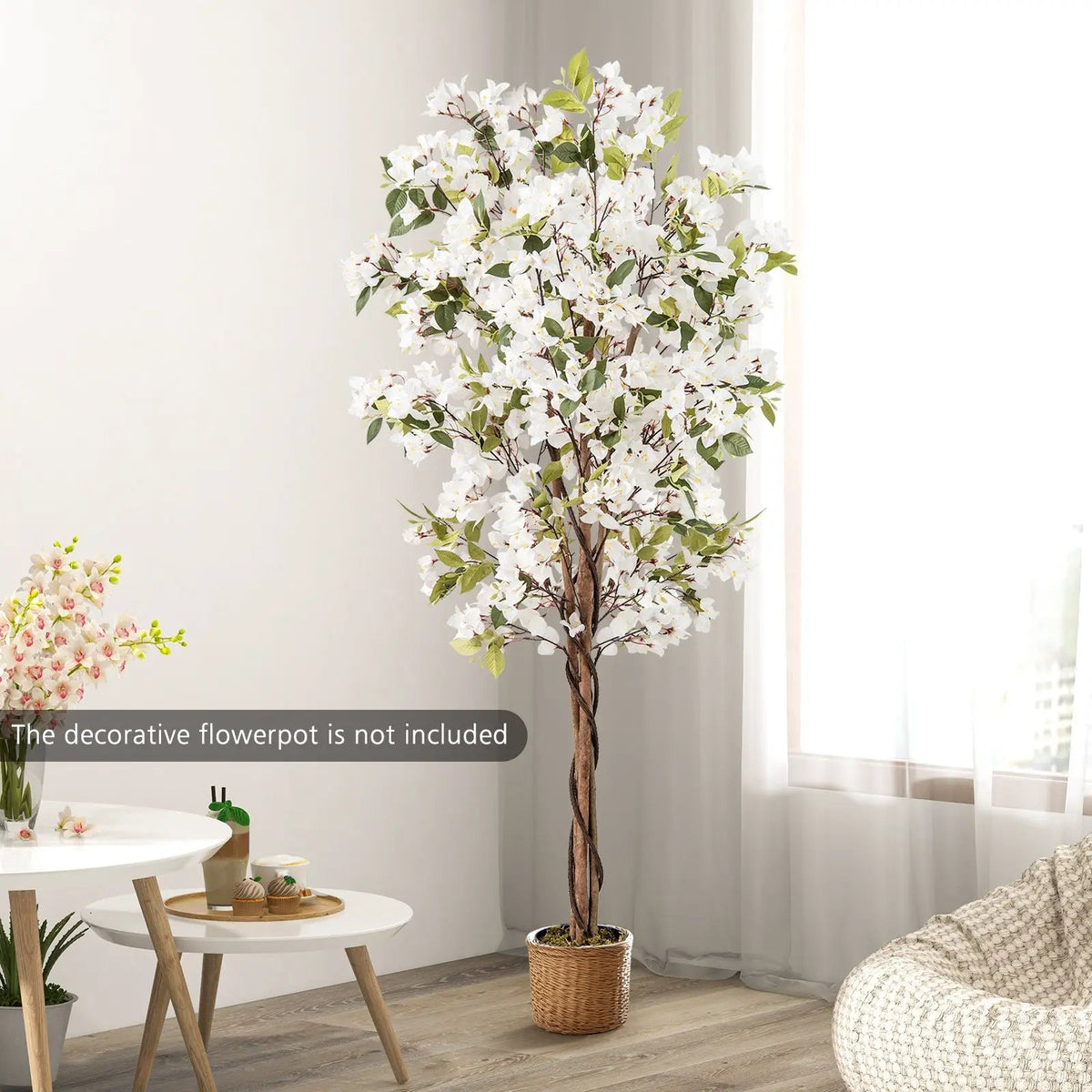 6 Feet Artificial Bougainvillea Tree with 910 White Flowers, photo 13 of 16