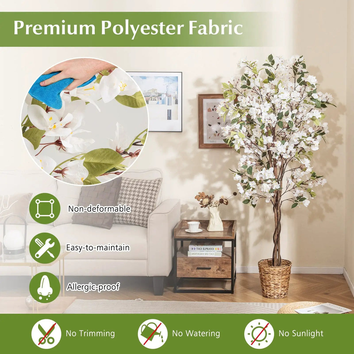 6 Feet Artificial Bougainvillea Tree with 910 White Flowers, photo 6 of 16